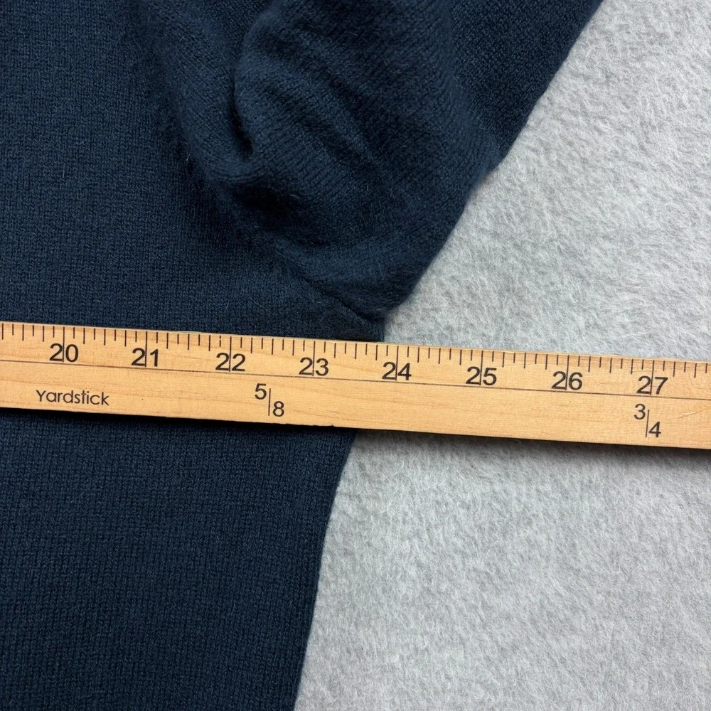 Lands End Sweater Mens Large Navy Blue 100% Cashmere V Neck Pullover Cozy Soft